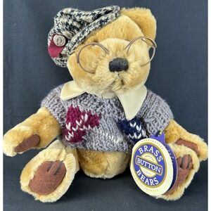 NWT Brass Bears Button Collection Sherwood Bear Of Long Life 8.5" Plush/Stuffed